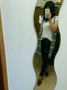「しまむら（シマムラ）のアイテム（Tops、グレー系）」を使った、きりさん（レディース・153cm）の秋コーディネート