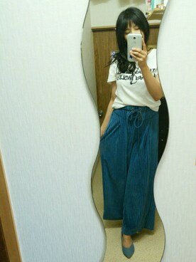 「しまむら（シマムラ）のアイテム（Pants、ブルー系）」を使った、きりさん（レディース・153cm）の秋コーディネート