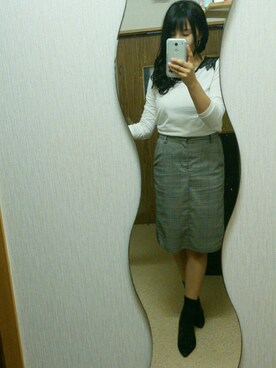 「GU（ジーユー）のアイテム（Skirts、その他）」を使った、きりさん（レディース・153cm）の秋コーディネート