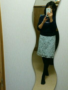「しまむら（シマムラ）のアイテム（Skirts、ブルー系）」を使った、きりさん（レディース・153cm）の秋コーディネート