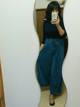 「しまむら（シマムラ）のアイテム（Pants、ブルー系）」を使った、きりさん（レディース・153cm）の秋コーディネート