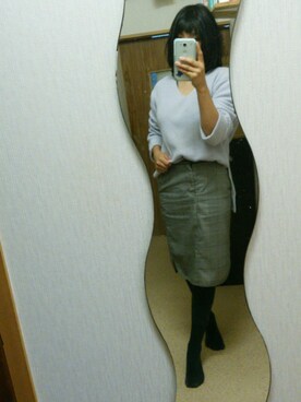 「GU（ジーユー）のアイテム（Skirts、その他）」を使った、きりさん（レディース・153cm）の秋コーディネート
