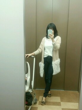 「FUN（ファン）のアイテム（Tops、ホワイト系）」を使った、きりさん（レディース・153cm）の冬コーディネート