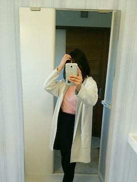 「しまむら（シマムラ）のアイテム（Outerwear、ホワイト系）」を使った、きりさん（レディース・153cm）の冬コーディネート