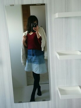 「usedのアイテム（Skirts、ブルー系）」を使った、きりさん（レディース・153cm）の冬コーディネート