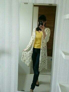 「GU（ジーユー）のアイテム（Pants、ブルー系）」を使った、きりさん（レディース・153cm）の春コーディネート