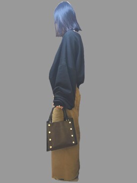 「ダニエルウェリントン」｜「アイテム（スウェット）」を使った、ミオさん（レディース・158cm）の冬コーディネート