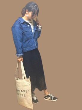 「Traditional Weatherwear（トラディショナルウェザーウェア）のBIG MARINE BOATNECK（T Shirts、ホワイト系）」を使った、ミオさん（レディース・158cm）の春コーディネート