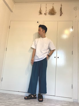 丸メガネ (YouTube)さん（メンズ・171cm）の夏コーディネート