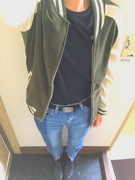 「リメイクデニム」｜「アイテム（ブーツ）」を使った、あらみ(記録用)さん（レディース・169cm）の秋コーディネート