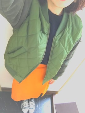 「ラップスカート」｜「アイテム（MA-1）」を使った、あらみ(記録用)さん（レディース・169cm）の秋コーディネート