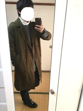 「マーチン」｜「アイテム（トレンチコート）」を使った、でぶりさん（メンズ・174cm）の冬コーディネート