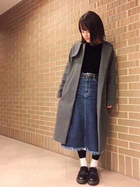 「黒タートルネック」｜「アイテム（ブーツ）」を使った、a s h u さん（レディース・155cm）の冬コーディネート
