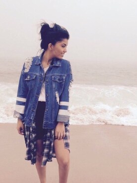 「shorts」｜「アイテム（ジャケット/アウター）」を使った、Michelleさん（レディース・157cm）の冬コーディネート