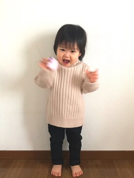 「黒パンツ」｜coco☺︎さん（キッズ・80cm）の冬コーディネート