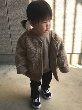 「黒パンツ」｜coco☺︎さん（キッズ・80cm）の冬コーディネート