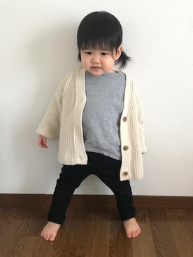 「黒パンツ」｜coco☺︎さん（キッズ・80cm）の冬コーディネート