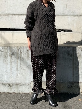 「ドット柄」｜COELさん（レディース・160cm）の冬コーディネート