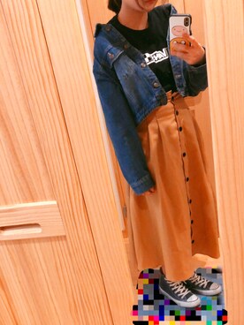 「CONVERSE（コンバース）のCONVERSE ALL STAR　ハイカットスニーカー（スニーカー）」を使った、なななさん（レディース・158cm）の冬コーディネート