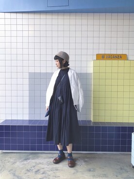 「blue」｜「アイテム（レッグウェア）」を使った、Humannnさん（レディース・155cm）の冬コーディネート