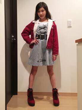 「ZIDDY」｜「アイテム（ワンピース/ドレス）」を使った、ひなかさん（キッズ・146cm）の冬コーディネート