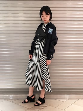 「SON OF THE CHEESE（サノバチーズ）のアイテム（ジャケット/アウター）」を使った、enaさん（レディース・163cm）の春コーディネート