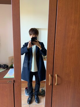 「アイテム（チェスターコート）」を使った、harutoさん（メンズ・170cm・10代）の冬コーディネート