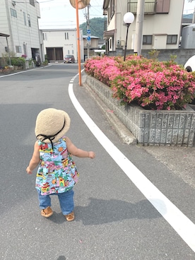 「MIKI HOUSE（ミキハウス）のアイテム（ワンピース）」を使った、pinakoさん（キッズ・80cm）の春コーディネート