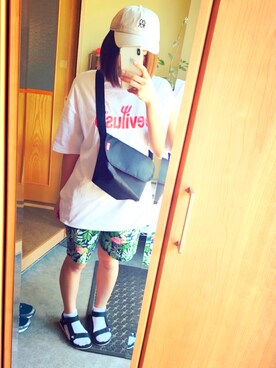 「Deviluse（Deviluse）のアイテム（キャップ）」を使った、あこさんさん（レディース・158cm）の夏コーディネート