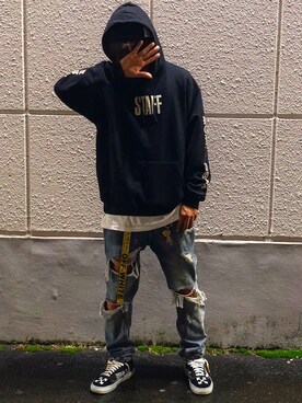 「off white（オフホワイト）のOFF-WHITE クラシックインダストリアルベルト（ベルト）」を使った、ikumaさん（メンズ・170cm）の夏コーディネート