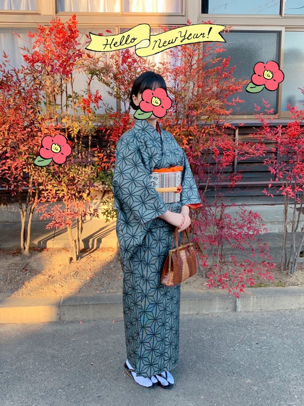 「元旦、正月、初詣、着物、和服」｜「✌︎のアイテム（その他、その他）」を使った、にむさん（レディース・158cm）の冬コーディネートの1枚目の写真