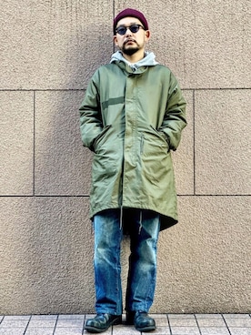 「ニットキャップ」｜「アイテム（ミリタリージャケット）」を使った、TATSUYOSHI.KIDAさん（メンズ・171cm）の冬コーディネート