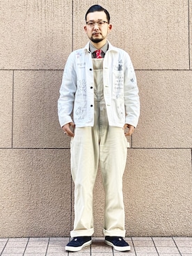 「バンダナ」｜「アイテム（スリッポン）」を使った、TATSUYOSHI.KIDAさん（メンズ・171cm）の春コーディネート
