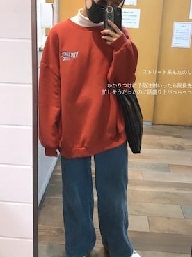「one way（ワンウェイ）のアイテム（スウェット）」を使った、こう見えて建築学生さん（レディース・158cm）の秋コーディネート