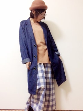 「子供服」｜「アイテム（デニムジャケット）」を使った、maiさん（レディース・150cm）の秋コーディネート