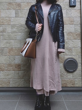 「Heather（ヘザー）のアイテム（ワンピース/ドレス、ピンク系）」を使った、유우さん（レディース・145cm）の秋コーディネート