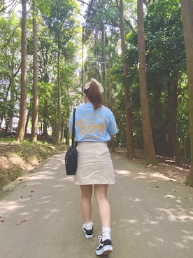 「kebozのアイテム（Tシャツ/カットソー、ブルー系）」を使った、유우さん（レディース・145cm）の夏コーディネート