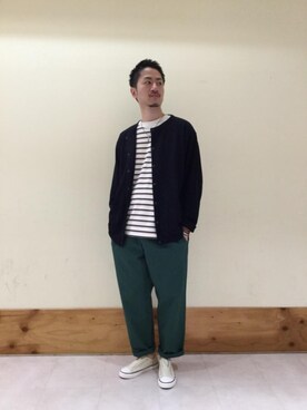 「USAコットン」｜「アイテム（スリッポン）」を使った、つかさん（メンズ・177cm）の夏コーディネート