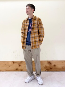 「USAコットン」｜「アイテム（スウェット）」を使った、つかさん（メンズ・177cm）の春コーディネート