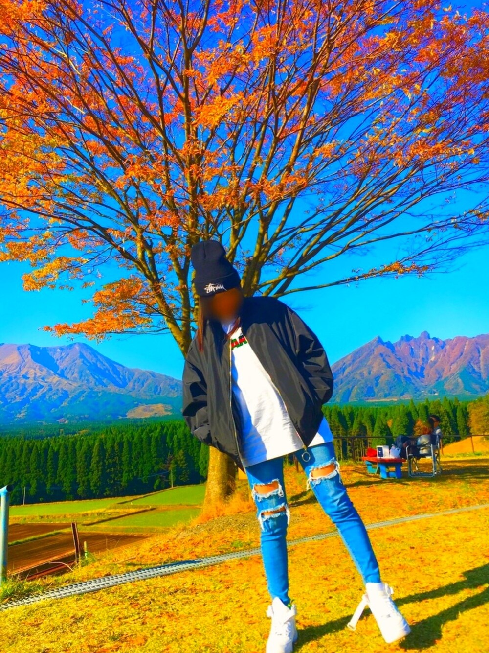 「秋コーデ、ストリート系」｜「STUSSYのStock Emb Beanie（ニットキャップ/ビーニー、ブラック系）」を使った、♡yu‐mi♡さん（レディース・159cm）の秋コーディネートの1枚目の写真