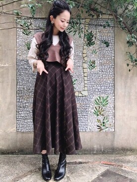 「USAコットン」｜「アイテム（ブーツ）」を使った、yumiさん（レディース・156cm）の秋コーディネート