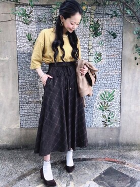 「USAコットン」｜「アイテム（アクセサリー）」を使った、yumiさん（レディース・156cm）の秋コーディネート