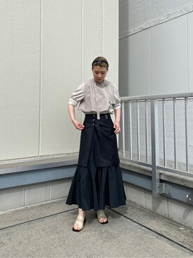 Mizukiさんの「ハーフタイショート  ボリューム袖 ブラウス」を使ったコーディネート