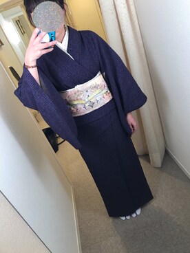 「着物」｜「アイテム（財布/小物）」を使った、きゃなさん（レディース・162cm）の春コーディネート