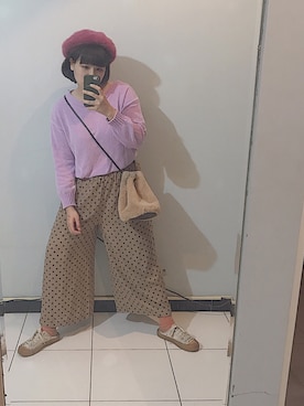 「NET（ネット）のアイテム（ハンチング/ベレー帽）」を使った、Amberさん（レディース・163cm）の冬コーディネート