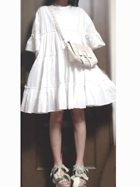 「ティアードワンピース」｜あこさん（レディース・159cm）の夏コーディネート
