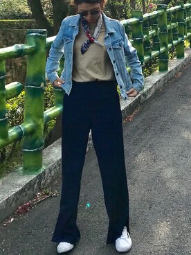 「CBOMBのアイテム」を使った、77さん（レディース・165cm）の春コーディネート