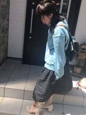 「BSMLのアイテム（スウェット、ブルー系）」を使った、おはるさん（149cm）の春コーディネート