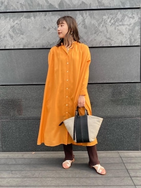 United Arrows ユナイテッドアローズのワンピース ドレス オレンジ 橙色系 コーディネート Zozotown
