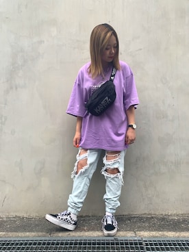 「D.TT.K（ディティーティーケー）のアイテム」を使った、りなじろさん（レディース・154cm）の夏コーディネート